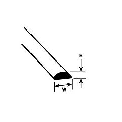 Plastruct - ROD HALF ROUND STYRENE 4.8x2.4MM 250MM 10X MRH-190