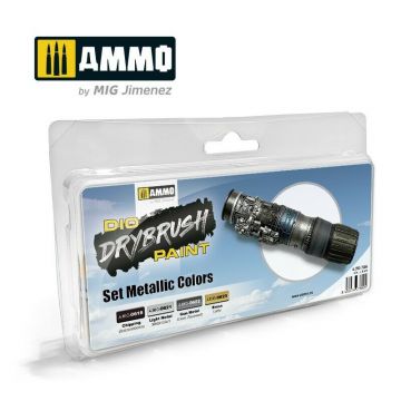 Ammo Mig Jimenez - DRYBRUSH SET METALLIC COLORS 4 JARS (3/23) *