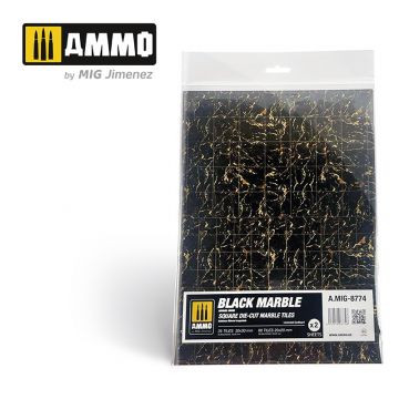 Ammo Mig Jimenez - MARBLE BLACK, SQUARE DIE-CUT TILES 2 PCS.