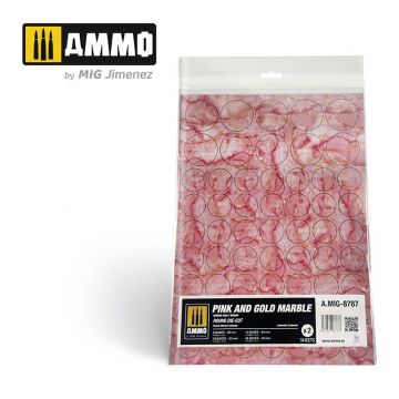 Ammo Mig Jimenez - MARBLE PINK en GOLD, ROUND DIE-CUT WARGAMES 2 PCS.
