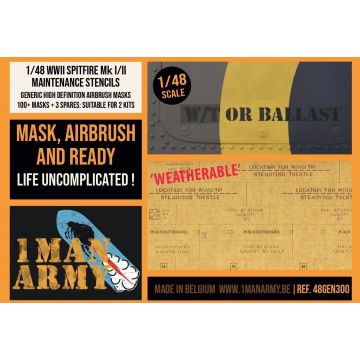 1ManArmy - 1/48 SPITFIRE MK I/II DATA STENCILS GENERIC SET (5/24) *