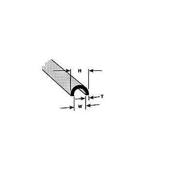 Plastruct - PROFILE HALF ROUND BUTYRATE GRAY 11.1x7.0x1.6MM 3X HP-10