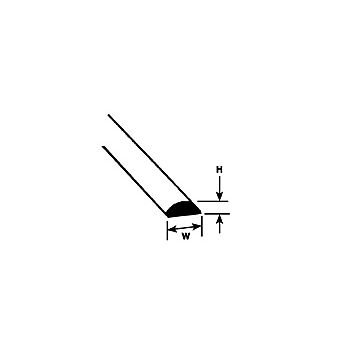 Plastruct - ROD HALF ROUND STYRENE 2.0x1.0MM 250MM 10X MRH-80
