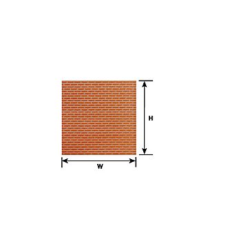 Plastruct - 1/100 SHEET BRICK H0 RED CLAY 0.5x300x175MM 2X PS-97