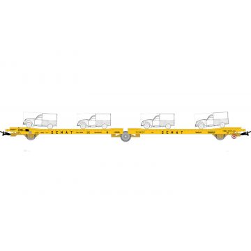 Electrotren - Renfe 3-axle Flat Wagon Ladks Grey 2cv Correos Iv (6/21) * - ELE-HE6035